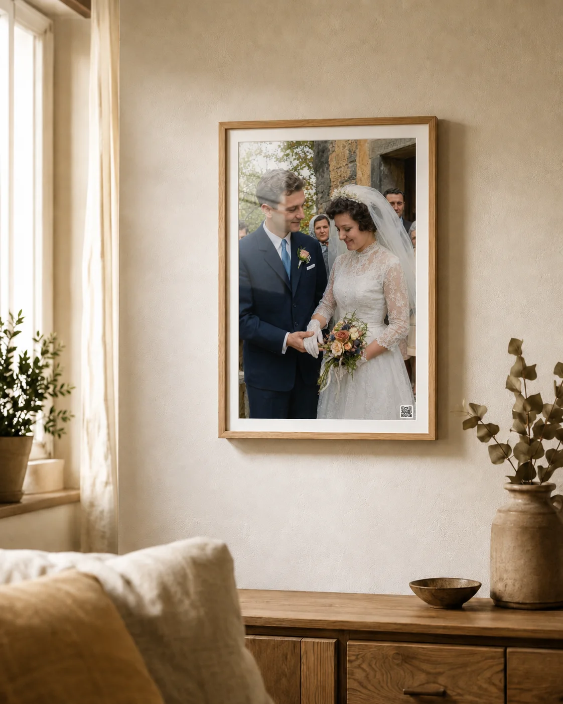 Zarámovaná fotografie na zdi